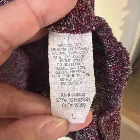 Kirra‎ Purple Open Front Cardigan Sweater Size Large Long Cuffed Sleeve Pockets - Picture 2 of 14